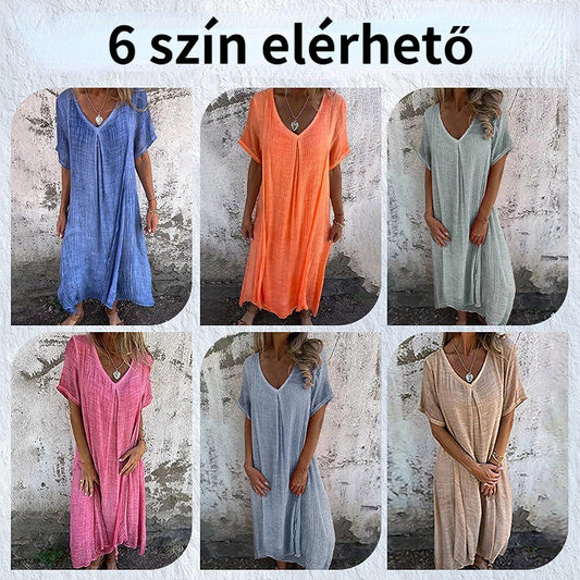 🎁Kiváló minőségű, kényelmes nyári ruha 100% lenvászonból.
