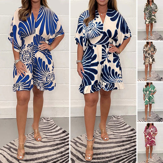 🔥Női Növény nyomtatott alkalmi rövid Jumpsuit