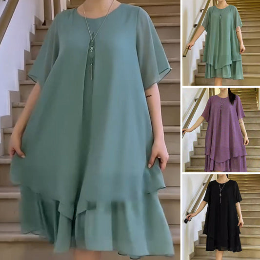 🎀Női egyszínű alkalmi női plusz méret plusz méret ruha