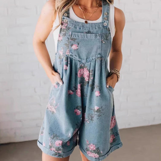 🌸2025 Új Divat🌸 Vintage Virágmintás Farmer Overall