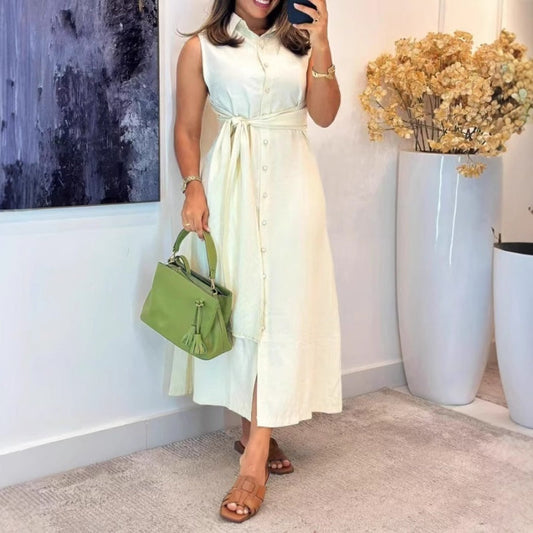 🔥 Ujjatlan blúz-ruha - Klasszikus gallér és elegáns szabás! 👗