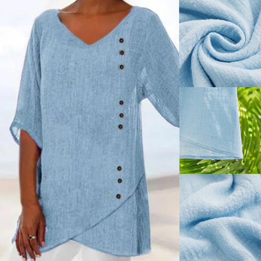 💗2025 Új női romantikus elegáns elegáns laza V-nyakú felső