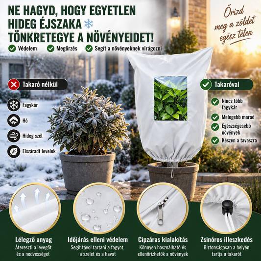 🌨️1+1 ingyen🌿Téli növénytakaró fagyvédelemre cipzárral és húzózsinórral – Biztonságos védelem, könnyű rögzítés