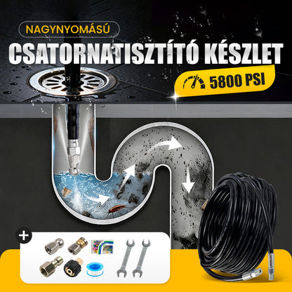 🔧5800 PSI csatornatisztító készlet – forgó fúvóka, megerősített tömlő és hatékony csőeltömődés-elhárítás