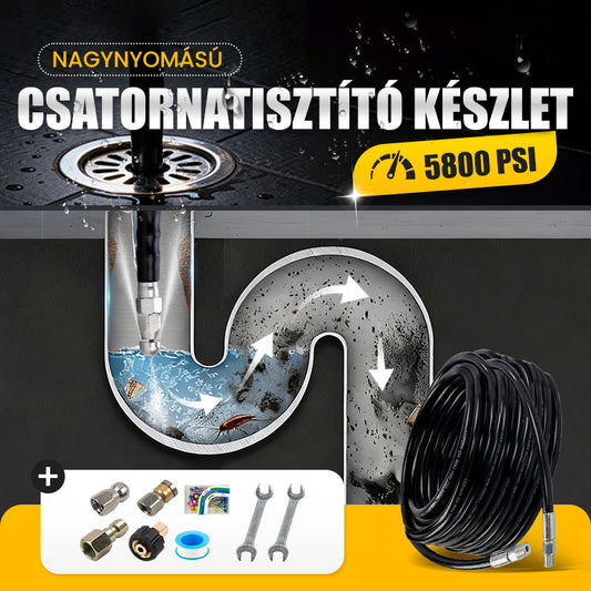 🔧5800 PSI csatornatisztító készlet – forgó fúvóka, megerősített tömlő és hatékony csőeltömődés-elhárítás
