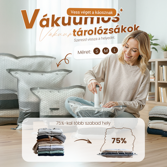 🌬️ Utazási vákuumtároló zsákok és hordozható szivattyú készlet 👕✨