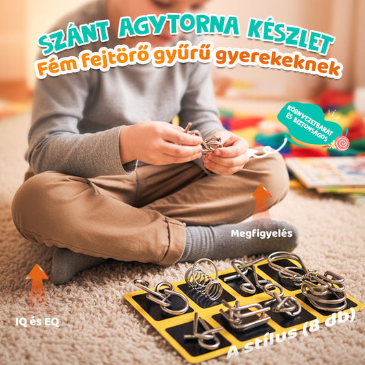 🧠Oktatási fém játék — kilenc összekapcsolt gyűrű👧👦