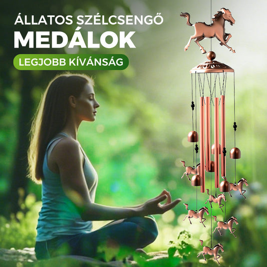🔥Kézzel készített réz ló szélcsengő🔔