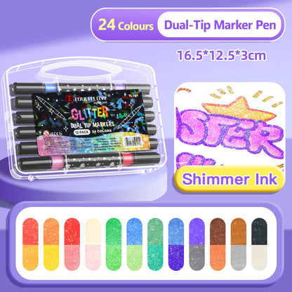 🎁 Kétvégű, csillámos filctoll csillámmal ✍️✨