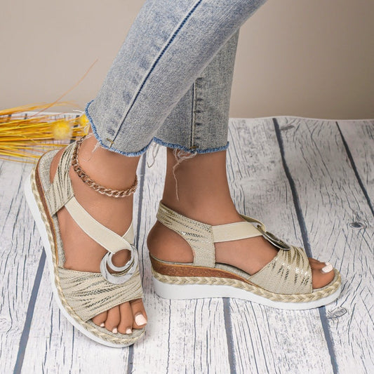 🌞Nyári kiárusítás: 40%-os kedvezmény👡Női Divat Nyitott Sarokú Wedge Sandálok🏖️