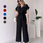 2025💖 Női V-nyakú rövid ujjú V-nyakú alkalmi alkalmi Jumpsuit