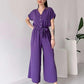 2025💖 Női V-nyakú rövid ujjú V-nyakú alkalmi alkalmi Jumpsuit