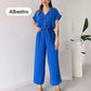2025💖 Női V-nyakú rövid ujjú V-nyakú alkalmi alkalmi Jumpsuit