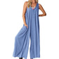 Női alkalmi V-nyakú, ujjatlan, széles szárú, széles szárú Jumpsuit