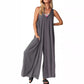 Női alkalmi V-nyakú, ujjatlan, széles szárú, széles szárú Jumpsuit