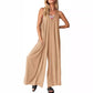 Női alkalmi V-nyakú, ujjatlan, széles szárú, széles szárú Jumpsuit