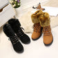 【Méret: 35-42】👢Férfi plüss cipő Chunky sarok bokacsizma