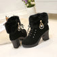 【Méret: 35-42】👢Férfi plüss cipő Chunky sarok bokacsizma