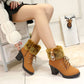 【Méret: 35-42】👢Férfi plüss cipő Chunky sarok bokacsizma