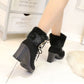 【Méret: 35-42】👢Férfi plüss cipő Chunky sarok bokacsizma