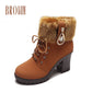 【Méret: 35-42】👢Férfi plüss cipő Chunky sarok bokacsizma