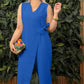 💖Női egyszínű alkalmi V-nyakú kötött jumpsuit