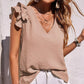 【S-2XL】👚V-nyakú fodros ujjatlan Stretch felső