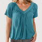 【S-4XL】👚Női alkalmi rakott V-nyakú, rövid ujjú felső