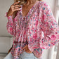 【S-2XL】🌺Női divatos, hosszú ujjú, nyomtatott V-nyakú ing