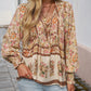 【S-2XL】🌺Női divatos, hosszú ujjú, nyomtatott V-nyakú ing