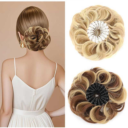 💁‍♀️Volumenes szintetikus chignon paróka állítható hajcsipeszekkel