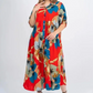 🔥2XL-4XL🌺Női laza hajtókás nyomtatott gomb-down hosszú ruha👗