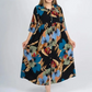 🔥2XL-4XL🌺Női laza hajtókás nyomtatott gomb-down hosszú ruha👗