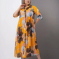 🔥2XL-4XL🌺Női laza hajtókás nyomtatott gomb-down hosszú ruha👗