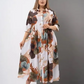🔥2XL-4XL🌺Női laza hajtókás nyomtatott gomb-down hosszú ruha👗