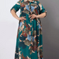 🔥2XL-4XL🌺Női laza hajtókás nyomtatott gomb-down hosszú ruha👗