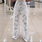 🌹Rózsa nyaklánc ingyen【S-2XL】👖Csipke kivágott farmer