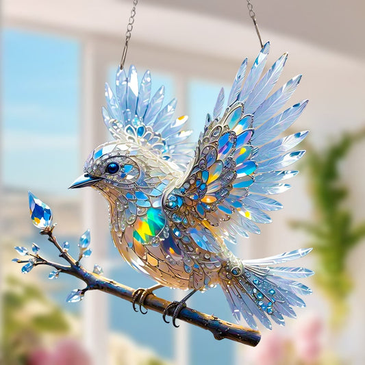 🐦✨Kristályos ég kék madár festett művészeti dísz