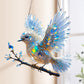 🐦✨Kristályos ég kék madár festett művészeti dísz