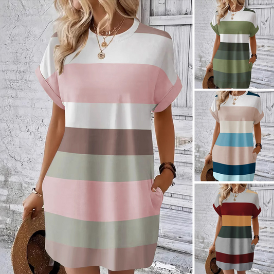 🌿 Női alkalmi kerek nyakú ruha 🌈👗