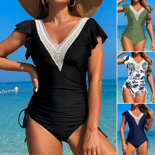 🌹Ingyenes rózsaszín nyaklánc👙Szexi egyrészes fürdőruha