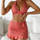 🌞🏖️ Női 3-Részes Nyomott Bikini Fürdőruha Szett 👙✨
