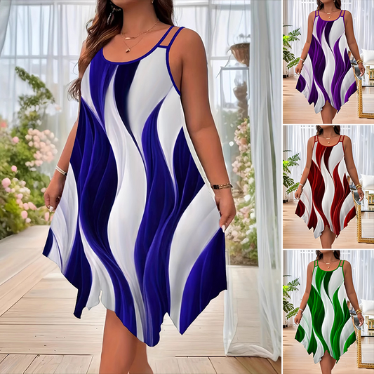 👗 Női divat ujjatlan dupla pántos Midi ruha 🍃💃