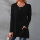 🔥 [M-5XL] 🌸👚 Női Kényelmes Hosszú Ujjú Póló Kerek Nyakkal és Zsebbe