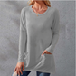 🔥 [M-5XL] 🌸👚 Női Kényelmes Hosszú Ujjú Póló Kerek Nyakkal és Zsebbe