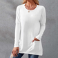 🔥 [M-5XL] 🌸👚 Női Kényelmes Hosszú Ujjú Póló Kerek Nyakkal és Zsebbe