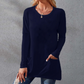 🔥 [M-5XL] 🌸👚 Női Kényelmes Hosszú Ujjú Póló Kerek Nyakkal és Zsebbe