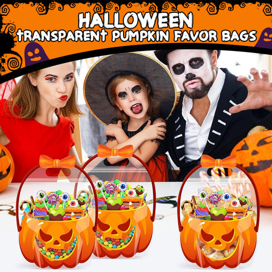 🎃 Készen állsz a „csokit vagy csínyt” játékra? – 10 cipzáras és fogantyús halloweeni tökzsák.