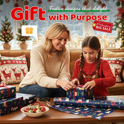 🎁Vásároljon 1 kap 2 ingyenes🎄Karácsonyi ajándékcsomagoló papír (70 x 50 cm)