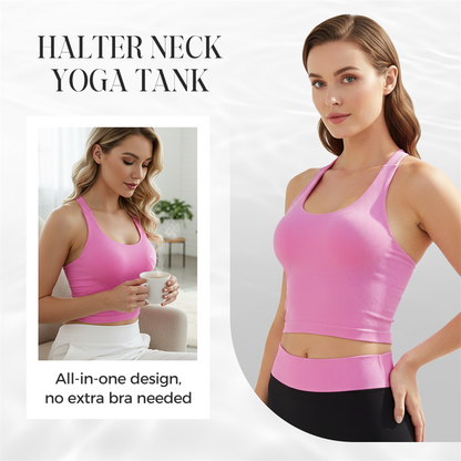 💖Halter nyakú jóga póló beépített melltartóval